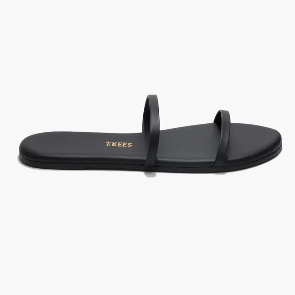 Tkees Gemma Leather Sandals US 8 Black Two Strap Slides Minimalist Neutral - Picture 3 of 14